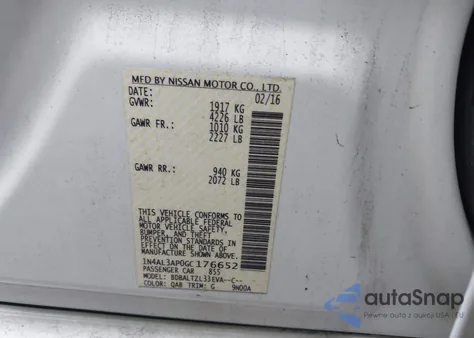 2016 Nissan Altima 2.5 Sl from USA, damaged, VIN 1N4AL3AP0GC176652